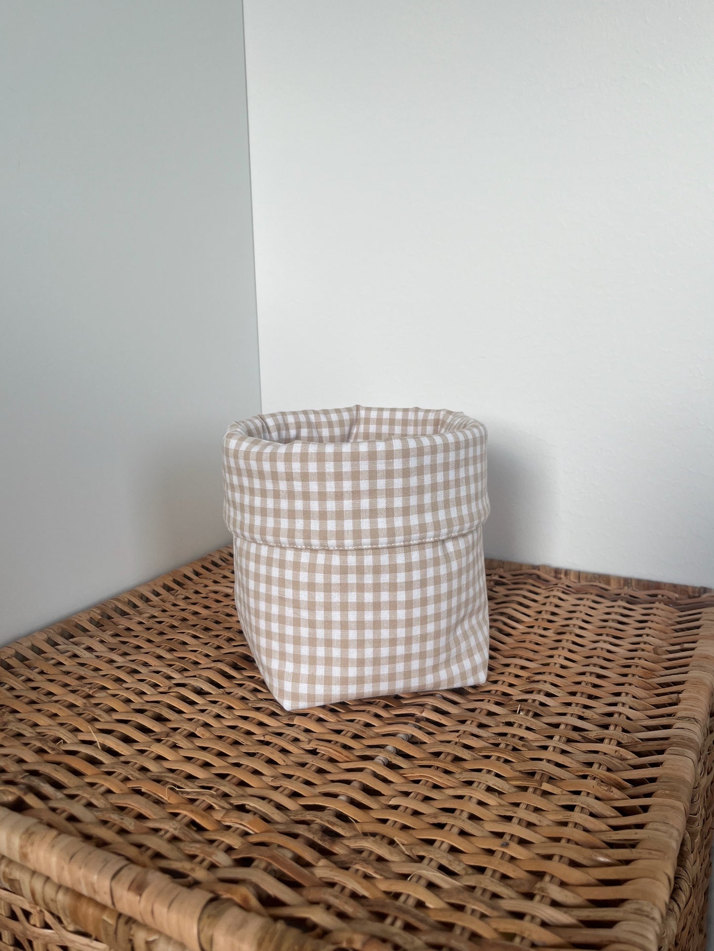 Förvaringskorg rutig/beige