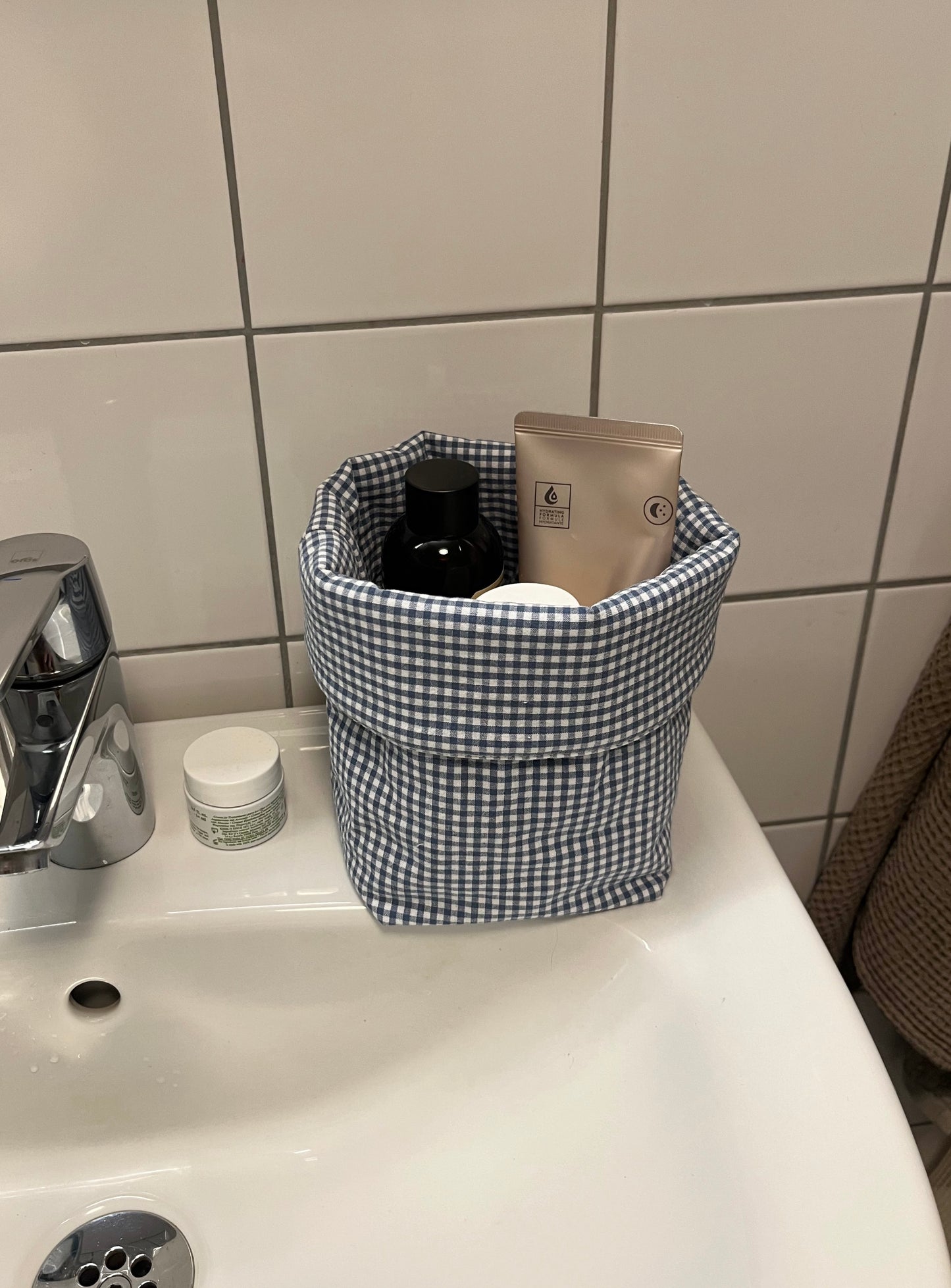 Förvaringskorg rutig/blå
