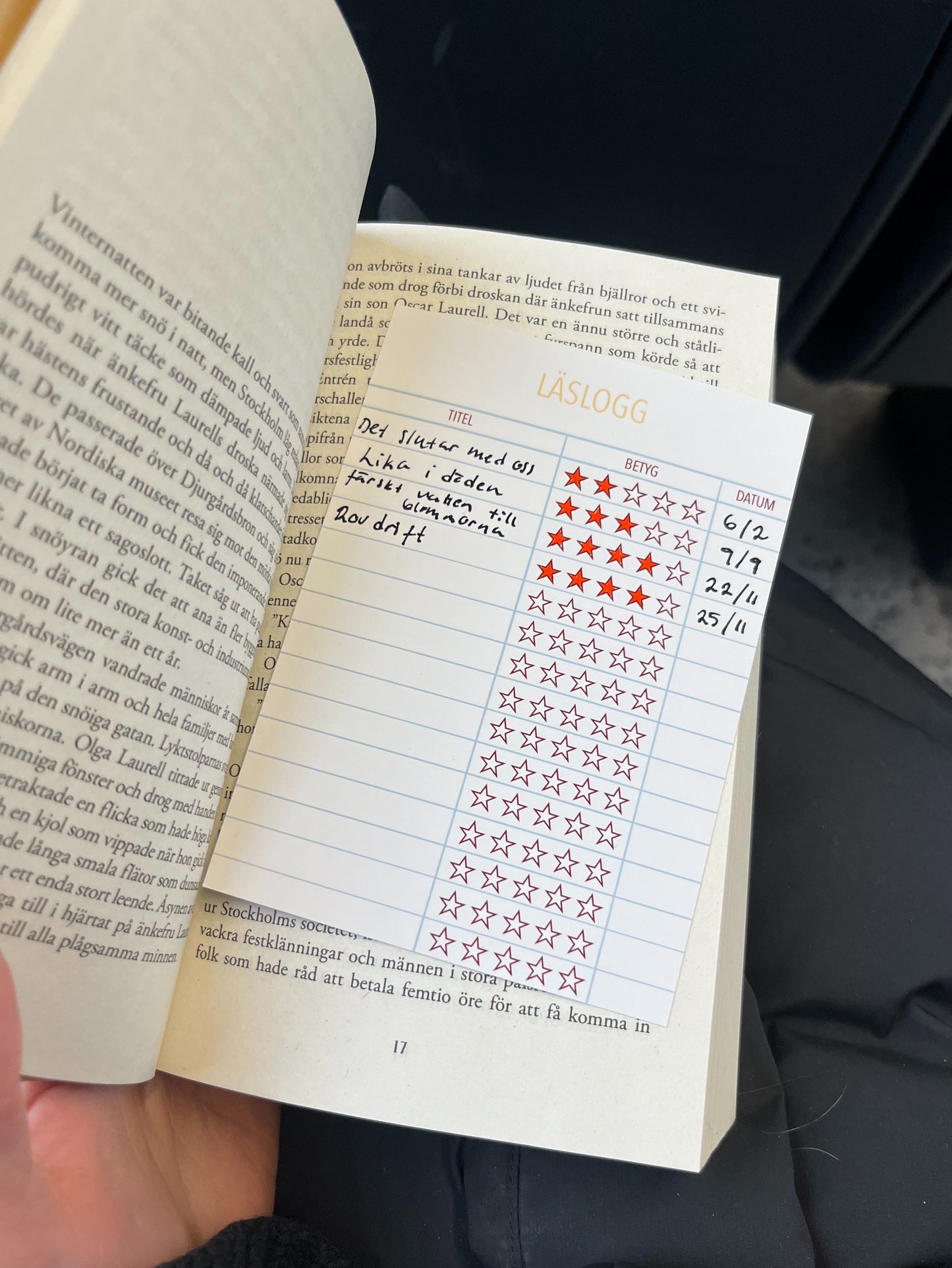 Läslogg fylla-i-kort retro