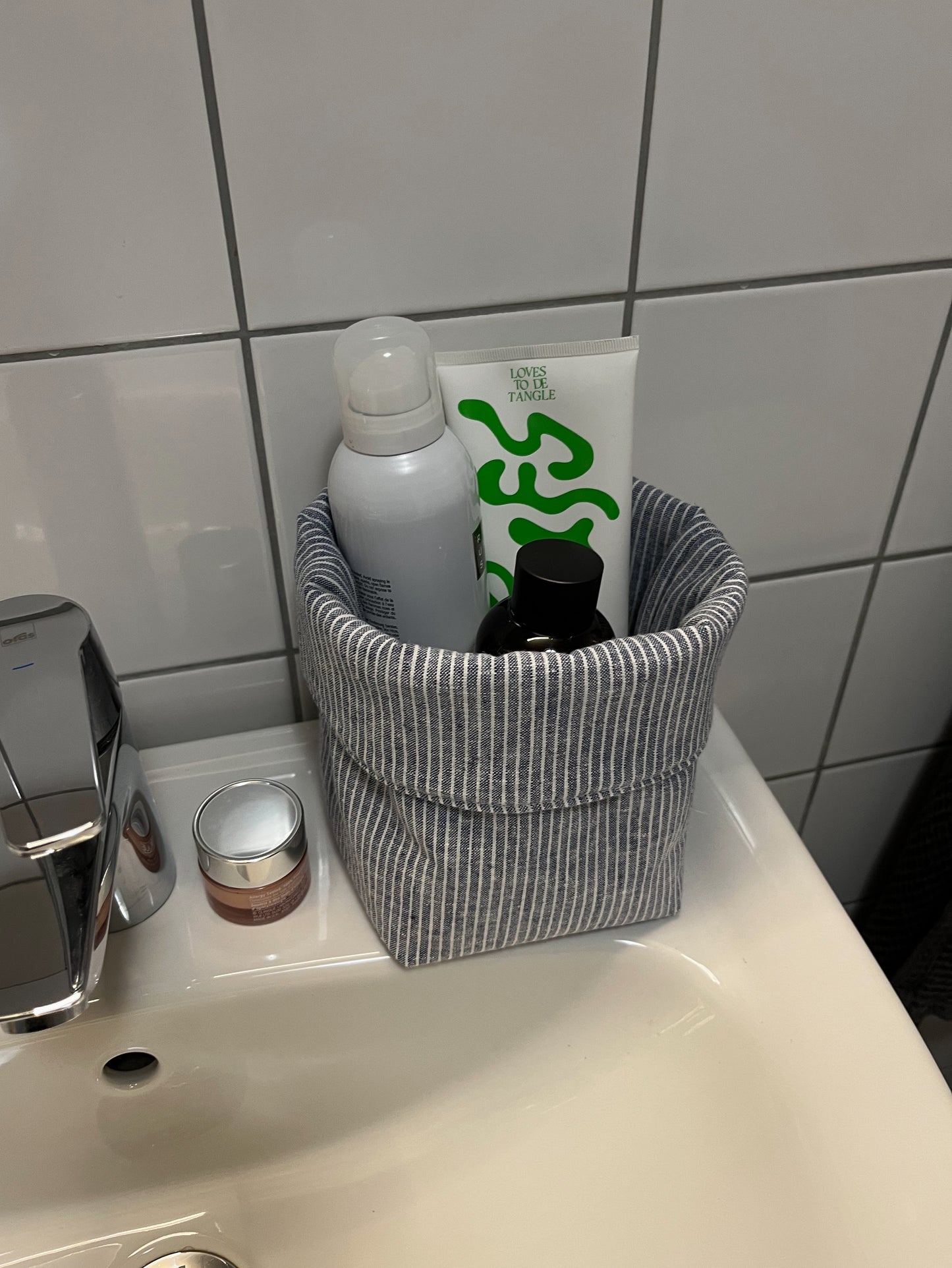 Förvaringskorg randig blå