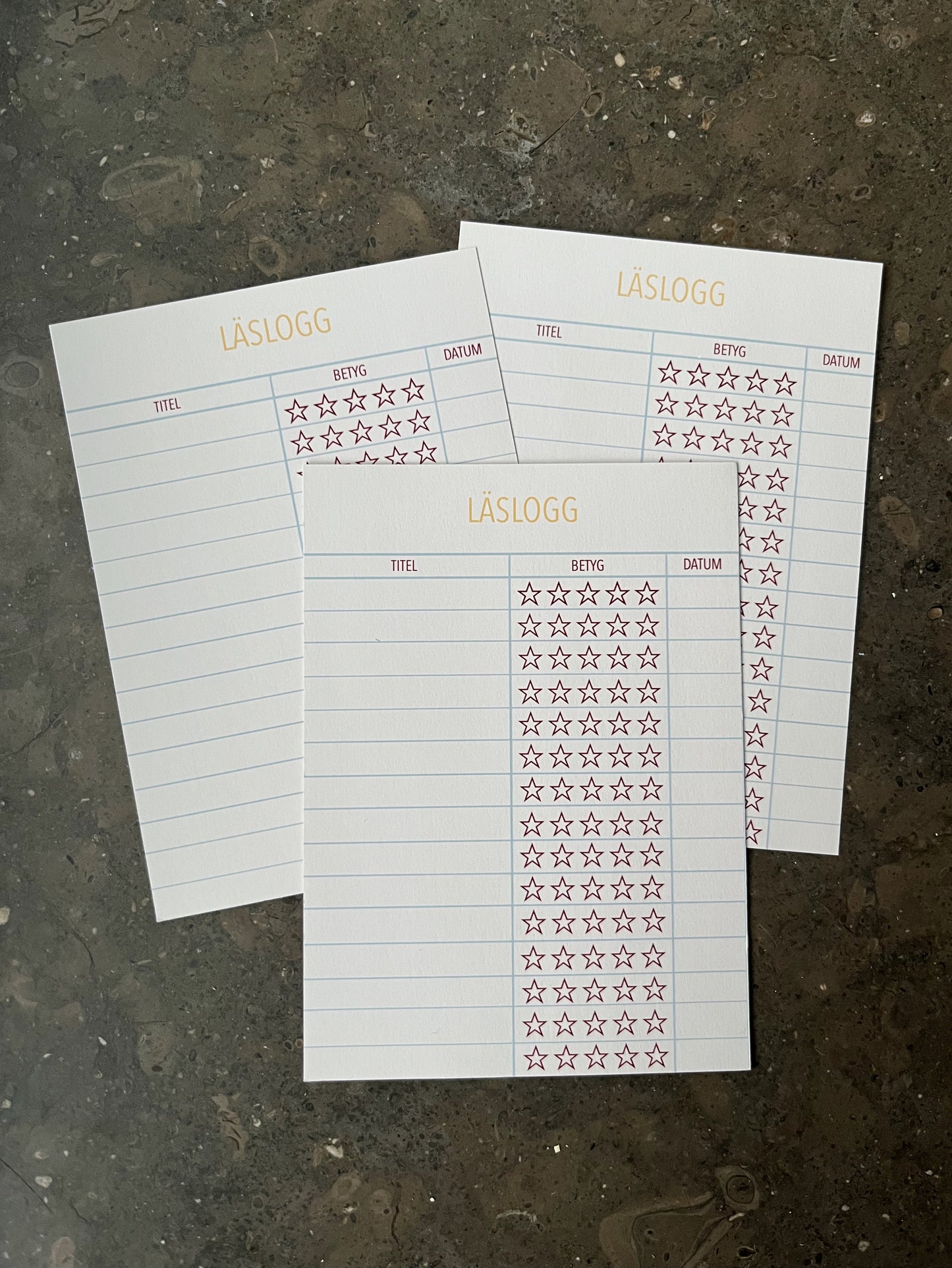 Läslogg fylla-i-kort retro