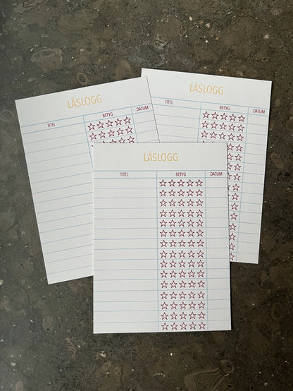Läslogg fylla-i-kort retro