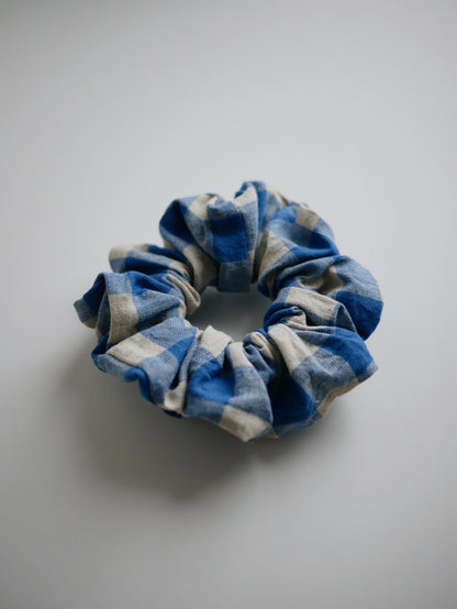 Scrunchie rutig i lin/bomullstyg